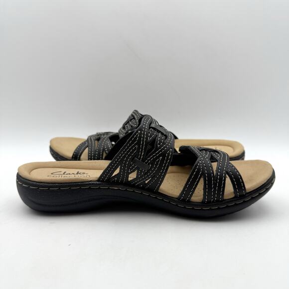 Clarks Womens Laurieann Dusk Sandals US 6 M EU 36 Black Slip On GUC - Picture 4 of 13